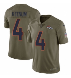 Youth Nike Denver Broncos #4 Case Keenum Limited Olive 2017 Salute to Service NFL Jersey