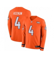 Youth Nike Denver Broncos #4 Case Keenum Limited Orange Therma Long Sleeve NFL Jersey