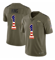 Men's Nike Denver Broncos #1 Marquette King Limited Olive/USA Flag 2017 Salute to Service NFL Jersey