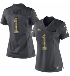 Women's Nike Denver Broncos #1 Marquette King Limited Black 2016 Salute to Service NFL Jersey