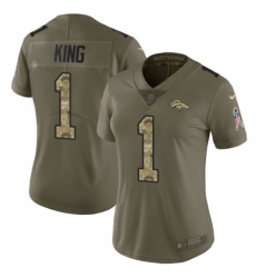 Women's Nike Denver Broncos #1 Marquette King Limited Olive/Camo 2017 Salute to Service NFL Jersey
