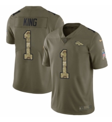 Youth Nike Denver Broncos #1 Marquette King Limited Olive/Camo 2017 Salute to Service NFL Jersey