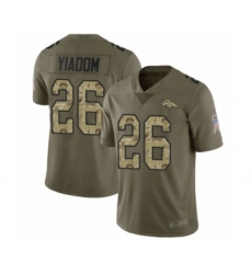 Youth Denver Broncos #26 Isaac Yiadom Limited Olive Camo 2017 Salute to Service Football Jersey