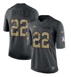 Men's Nike Denver Broncos #22 Tramaine Brock Limited Black 2016 Salute to Service NFL Jersey