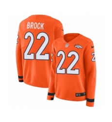 Women's Nike Denver Broncos #22 Tramaine Brock Limited Orange Therma Long Sleeve NFL Jersey