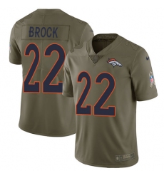 Youth Nike Denver Broncos #22 Tramaine Brock Limited Olive 2017 Salute to Service NFL Jersey