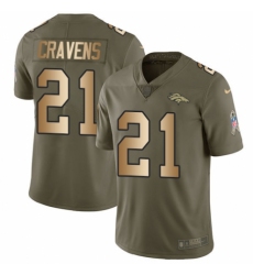 Men's Nike Denver Broncos #21 Su'a Cravens Limited Olive/Gold 2017 Salute to Service NFL Jersey