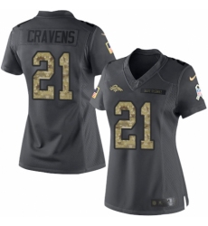 Women's Nike Denver Broncos #21 Su'a Cravens Limited Black 2016 Salute to Service NFL Jersey