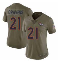 Women's Nike Denver Broncos #21 Su'a Cravens Limited Olive 2017 Salute to Service NFL Jersey