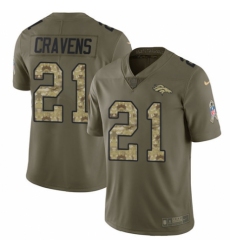 Youth Nike Denver Broncos #21 Su'a Cravens Limited Olive/Camo 2017 Salute to Service NFL Jersey
