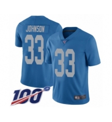 Men's Detroit Lions #33 Kerryon Johnson Blue Alternate Vapor Untouchable Limited Player 100th Season Football Jersey