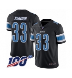 Men's Detroit Lions #33 Kerryon Johnson Limited Black Rush Vapor Untouchable 100th Season Football Jersey