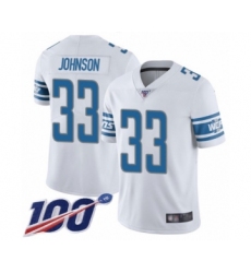 Men's Detroit Lions #33 Kerryon Johnson White Vapor Untouchable Limited Player 100th Season Football Jersey