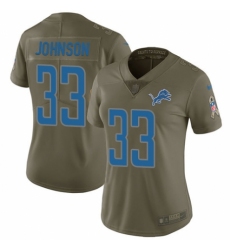 Women's Nike Detroit Lions #33 Kerryon Johnson Limited Olive 2017 Salute to Service NFL Jersey