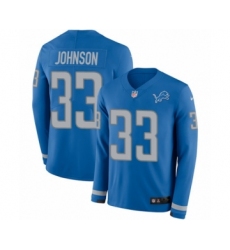 Youth Nike Detroit Lions #33 Kerryon Johnson Limited Blue Therma Long Sleeve NFL Jersey