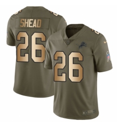 Men's Nike Detroit Lions #26 DeShawn Shead Limited Olive/Gold Salute to Service NFL Jersey