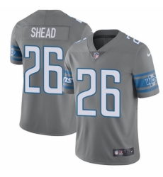 Men's Nike Detroit Lions #26 DeShawn Shead Limited Steel Rush Vapor Untouchable NFL Jersey