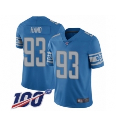 Men's Detroit Lions #93 Da'Shawn Hand Blue Team Color Vapor Untouchable Limited Player 100th Season Football Jersey