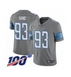 Men's Detroit Lions #93 Da'Shawn Hand Limited Steel Rush Vapor Untouchable 100th Season Football Jersey