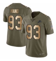 Men's Nike Detroit Lions #93 Da'Shawn Hand Limited Olive/Gold Salute to Service NFL Jersey