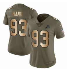 Women's Nike Detroit Lions #93 Da'Shawn Hand Limited Olive/Gold Salute to Service NFL Jersey