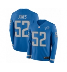 Men's Nike Detroit Lions #52 Christian Jones Limited Blue Therma Long Sleeve NFL Jersey