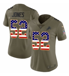 Women's Nike Detroit Lions #52 Christian Jones Limited Olive/USA Flag Salute to Service NFL Jersey
