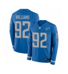 Men's Nike Detroit Lions #92 Sylvester Williams Limited Blue Therma Long Sleeve NFL Jersey