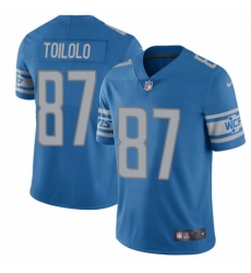 Men's Nike Detroit Lions #87 Levine Toilolo Blue Team Color Vapor Untouchable Limited Player NFL Jersey