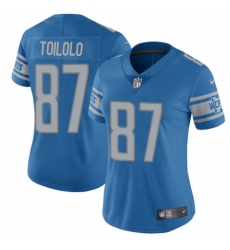 Women's Nike Detroit Lions #87 Levine Toilolo Blue Team Color Vapor Untouchable Limited Player NFL Jersey