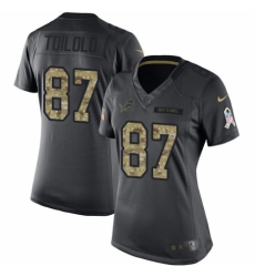 Women's Nike Detroit Lions #87 Levine Toilolo Limited Black 2016 Salute to Service NFL Jersey