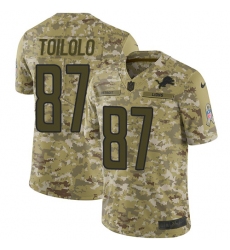 Youth Nike Detroit Lions #87 Levine Toilolo Limited Camo 2018 Salute to Service NFL Jersey