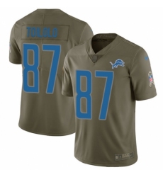 Youth Nike Detroit Lions #87 Levine Toilolo Limited Olive 2017 Salute to Service NFL Jersey