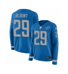 Women's Nike Detroit Lions #29 LeGarrette Blount Limited Blue Therma Long Sleeve NFL Jersey