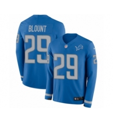 Youth Nike Detroit Lions #29 LeGarrette Blount Limited Blue Therma Long Sleeve NFL Jersey
