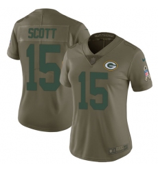 Women's Nike Green Bay Packers #15 JK Scott Limited Olive 2017 Salute to Service NFL Jersey