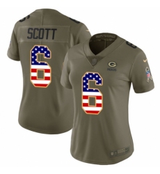 Women's Nike Green Bay Packers #6 JK Scott Limited Olive/USA Flag 2017 Salute to Service NFL Jersey