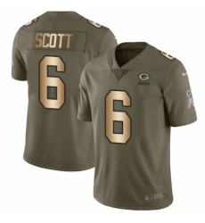 Youth Nike Green Bay Packers #6 JK Scott Limited Olive/Gold 2017 Salute to Service NFL Jersey