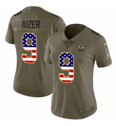Women's Nike Green Bay Packers #9 DeShone Kizer Limited Olive/USA Flag 2017 Salute to Service NFL Jersey