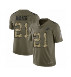 Men's Detroit Lions #21 Tracy Walker Limited Olive Camo Salute to Service Football Jersey