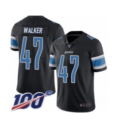 Men's Detroit Lions #47 Tracy Walker Limited Black Rush Vapor Untouchable 100th Season Football Jersey