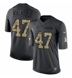 Men's Nike Detroit Lions #47 Tracy Walker Limited Black 2016 Salute to Service NFL Jersey