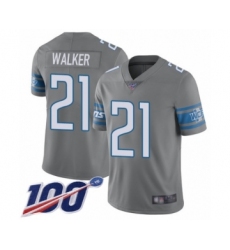 Youth Detroit Lions #21 Tracy Walker Limited Steel Rush Vapor Untouchable 100th Season Football Jersey