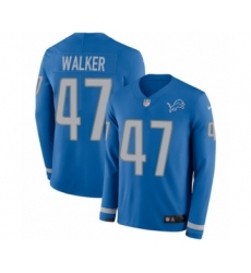 Youth Nike Detroit Lions #47 Tracy Walker Limited Blue Therma Long Sleeve NFL Jersey