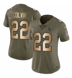 Women's Nike Houston Texans #22 Aaron Colvin Limited Olive/Gold 2017 Salute to Service NFL Jersey