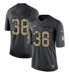 Men's Nike Green Bay Packers #38 Tramon Williams Limited Black 2016 Salute to Service NFL Jersey