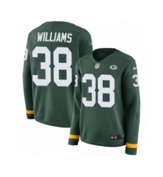 Women's Nike Green Bay Packers #38 Tramon Williams Limited Green Therma Long Sleeve NFL Jersey