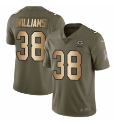 Youth Nike Green Bay Packers #38 Tramon Williams Limited Olive/Gold 2017 Salute to Service NFL Jersey