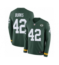 Men's Nike Green Bay Packers #42 Oren Burks Limited Green Therma Long Sleeve NFL Jersey