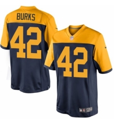 Men's Nike Green Bay Packers #42 Oren Burks Limited Navy Blue Alternate NFL Jersey